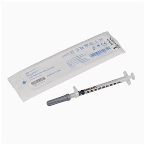 Ken Syring 1 mL Tuberculin Safety Syringe with Permanent Needle, 28 Gauge x 1/2 ...